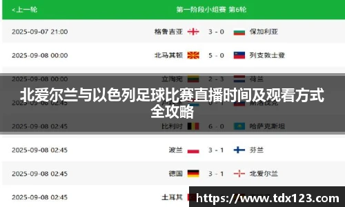 北爱尔兰与以色列足球比赛直播时间及观看方式全攻略